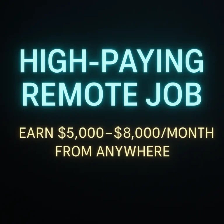 High-Paying Remote Job: Earn $5,000–$8,000/Month from Anywhere